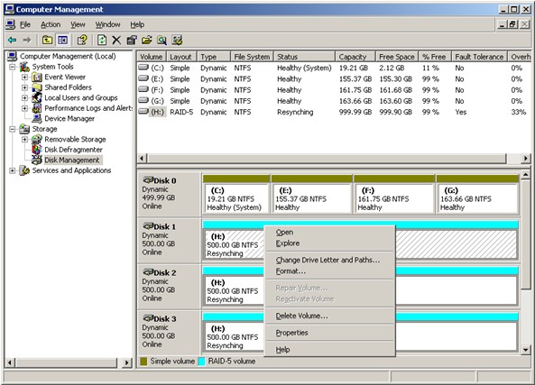 windows 2003 volume manager