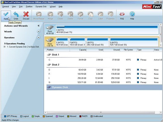 Partition software for Server 20031