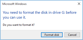 you need to format the disk error message